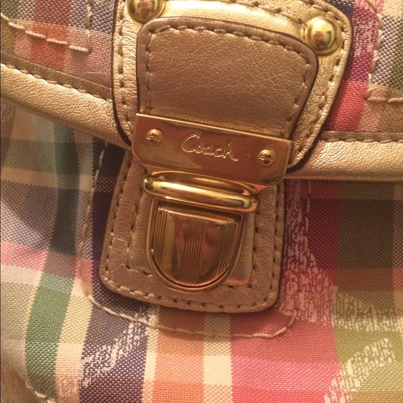 NWOT huge coach plaid hobo tote - Picture 3 of 8